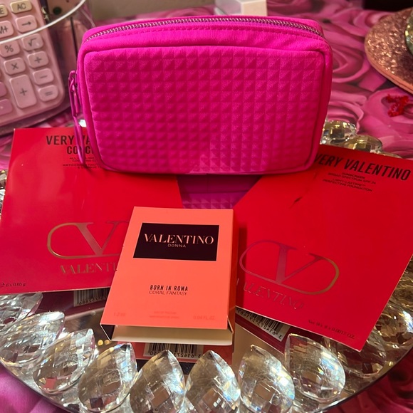 Valentino Other - Valentino Hot Pink Pouch with Samples